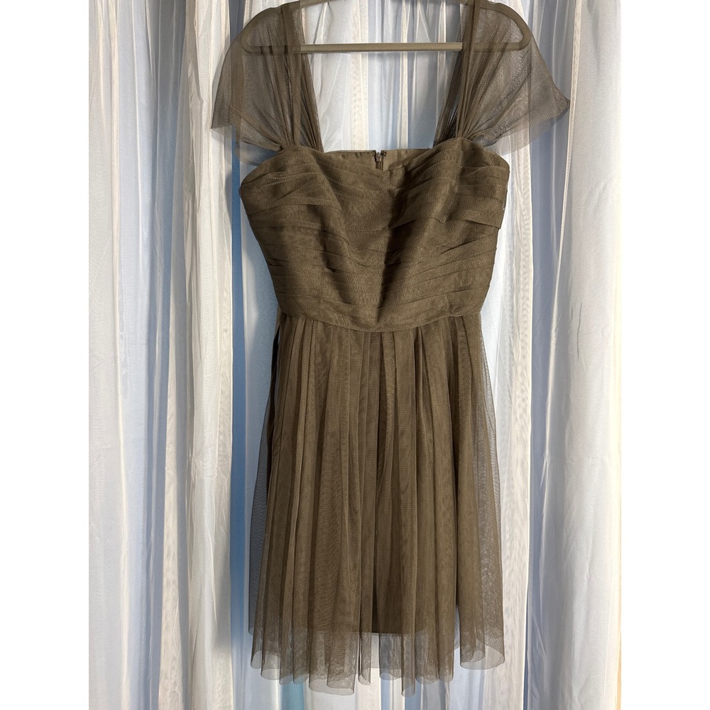 White by Vera Wang Dress Women 14 Tulle Fit & Flare Grey Sash